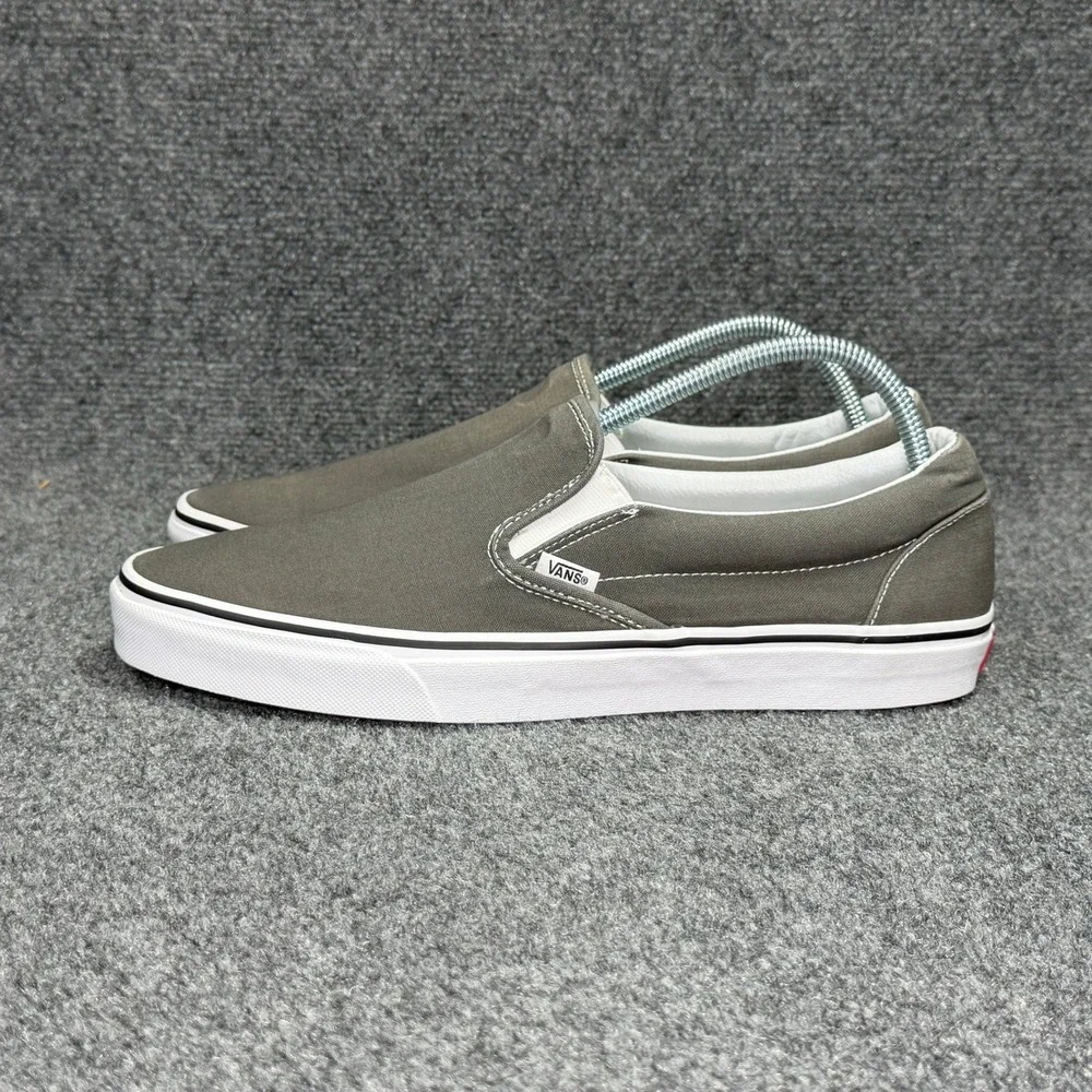 Vans Classic Slip On Shoe Men 13 Grey Canvas Retro Athletic Casual Skate Sneaker